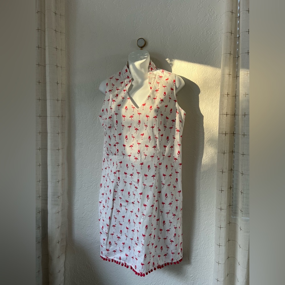 Chetta B flamingo pom pom dress, size medium